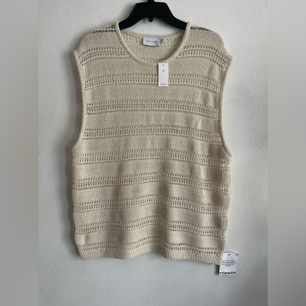 Topman Beige Knit Sleeveless Top